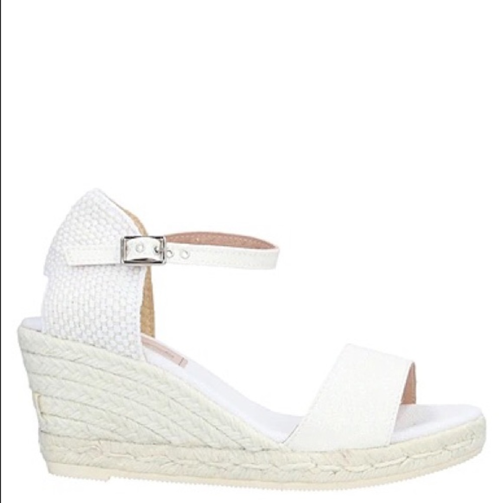 Anthropologie GAIMO Hawo White Glitter Wedge Espadrilles size EU 37